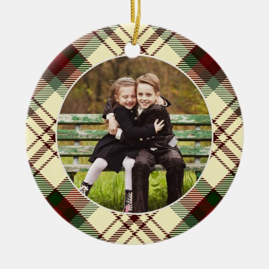 Klassieke, dubbelzijdige foto met kerstmis keramisch ornament (Voorkant)