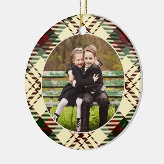 Klassieke, dubbelzijdige foto met kerstmis keramisch ornament (Links)