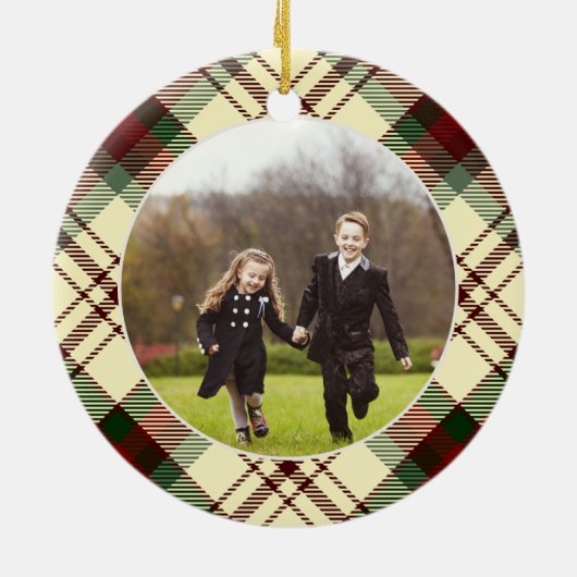 Klassieke, dubbelzijdige foto met kerstmis keramisch ornament (Achterkant)