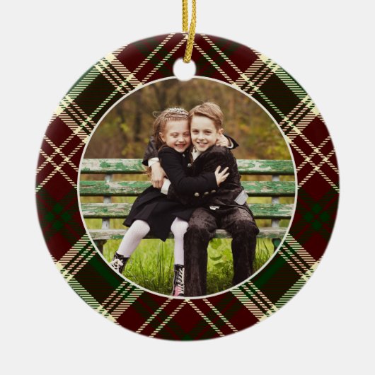 Klassieke, dubbelzijdige foto met kerstmis keramisch ornament (Voorkant)