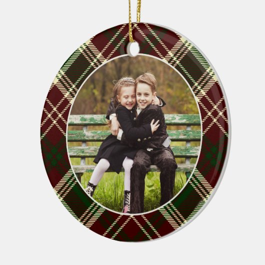 Klassieke, dubbelzijdige foto met kerstmis keramisch ornament (Links)