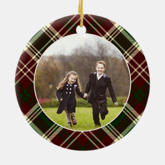 Klassieke, dubbelzijdige foto met kerstmis keramisch ornament (Achterkant)