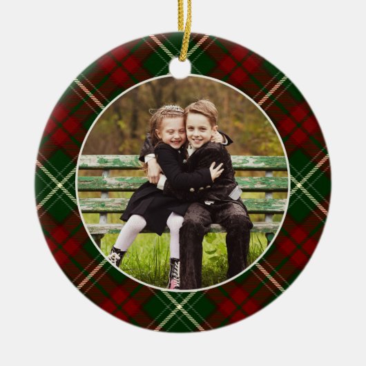 Klassieke, dubbelzijdige foto met kerstmis keramisch ornament (Voorkant)