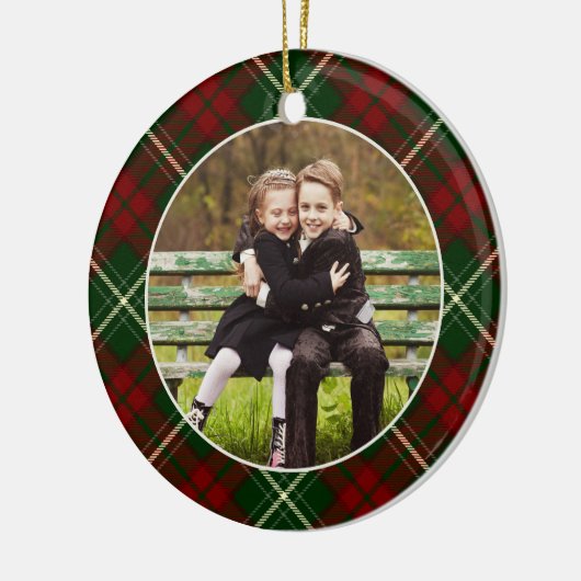 Klassieke, dubbelzijdige foto met kerstmis keramisch ornament (Links)