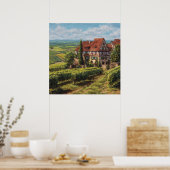 Klassieke Duitse Fachwerk House & Sunny Vineyards Poster (Keuken)