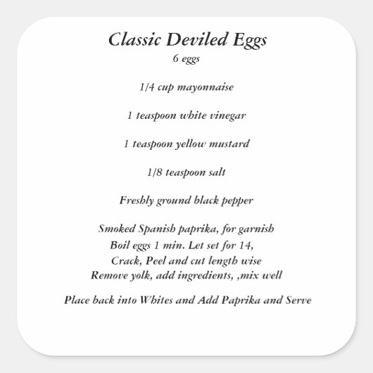 Klassieke Duivelse Eieren Recept Stickers (Voorkant)