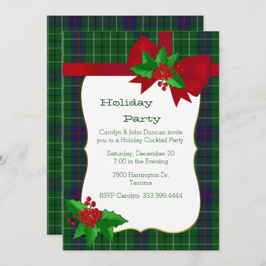 Klassieke Duncan Tartan Pset Custom Kerstparty Kaart (Voorkant / Achterkant)
