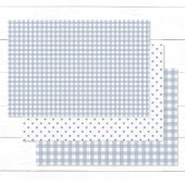 Klassieke Dusty Blue Gingham Polka Dots Patroonmix Inpakpapier Vel
