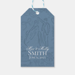 Klassieke Dusty Blue Hand Drawn Wedding Sketch Art Cadeaulabel