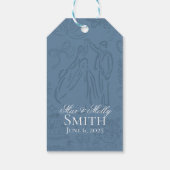 Klassieke Dusty Blue Hand Drawn Wedding Sketch Art Cadeaulabel (Achterkant)