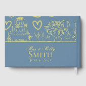 Klassieke Dusty Blue Hand Drawn Wedding Sketch Art Gastenboek (Achterkant)