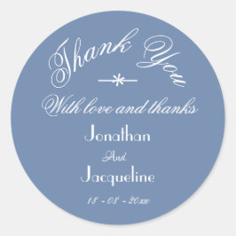 Klassieke Dusty Blue Hartelijk dank Aangepaste nam Ronde Sticker