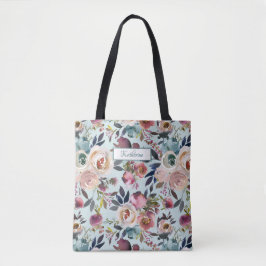 Klassieke, Dusty Green Pink Floral Tote Bag
