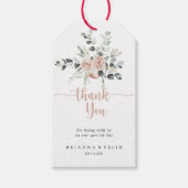 Klassieke dusty roze roze bloemen bruiloft Dank je Cadeaulabel (Voorkant)