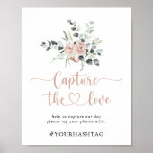 Klassieke dusty roze roze vangt de liefdeshashtag poster (Voorkant)
