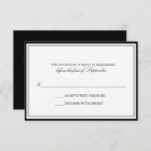 Klassieke Ecru Black Border Wedding RSVP Kaart (Voorkant / Achterkant)