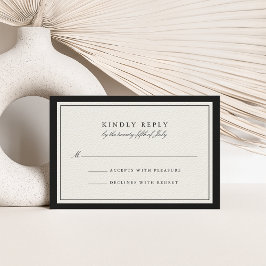 Klassieke Ecru Black Border Wedding RSVP Kaart