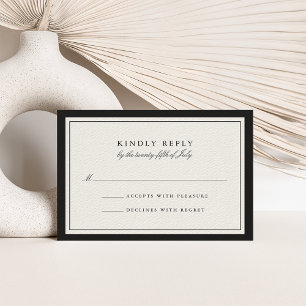 Klassieke Ecru Black Border Wedding RSVP Kaart