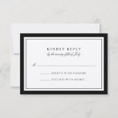 Klassieke Ecru Black Border Wedding RSVP Kaart (Voorkant)