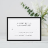 Klassieke Ecru Black Border Wedding RSVP Kaart (Staand voorkant)