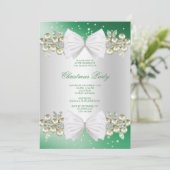 Klassieke Edelstenen & Lint Groen Kerstmis Kaart (Staand voorkant)
