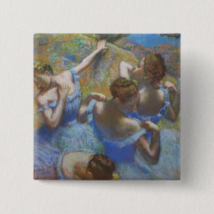 Klassieke Edgar Degas Blauwe Danseressen Ballet Ku Vierkante Button 5,1 Cm