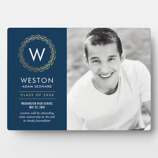 Klassieke, EDITABLE KLEUR Afstuderen Plaque Fotoplaat (voorkant)