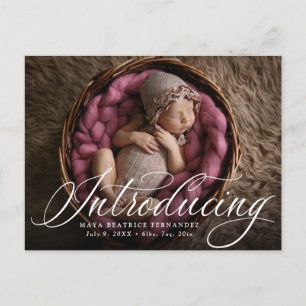 Klassieke één foto die manuscriptgeboorte introduc aankondigingskaart