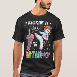 Klassieke Eenhoorn Karate 7e Verjaardag 7 Zeven Ja T-shirt
