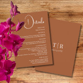 Klassieke eenvoud Terracotta Bruiloft Details Informatiekaartje