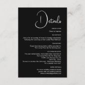 Klassieke eenvoud Zwart-wit bruiloft Details Informatiekaartje (Voorkant)