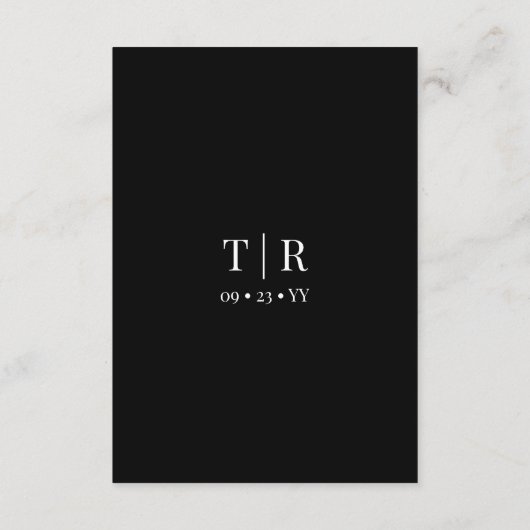 Klassieke eenvoud Zwart-wit bruiloft Details Informatiekaartje (Achterkant)