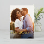 Klassieke eenvoudig sparen de datum één foto folie uitnodiging (Staand Voorkant)