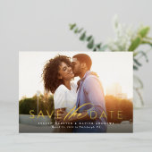 Klassieke eenvoudig sparen de datum één foto folie uitnodiging (Staand Voorkant)