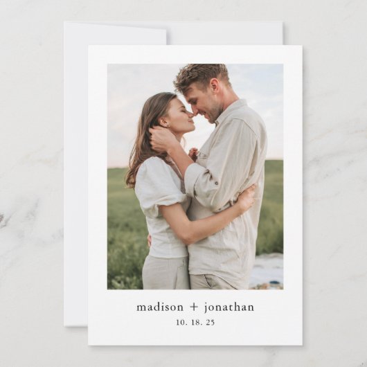 Klassieke Eenvoudige 1 Fotobruiloft sparen de Datu Kaart (Achterkant)