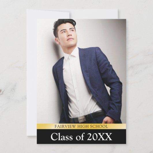Klassieke Eenvoudige aankondiging Afstuderen 3 fot (Voorkant)