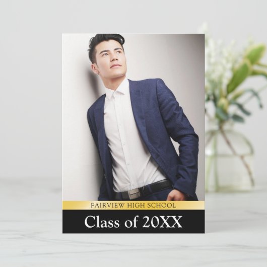 Klassieke Eenvoudige aankondiging Afstuderen 3 fot (Staand voorkant)