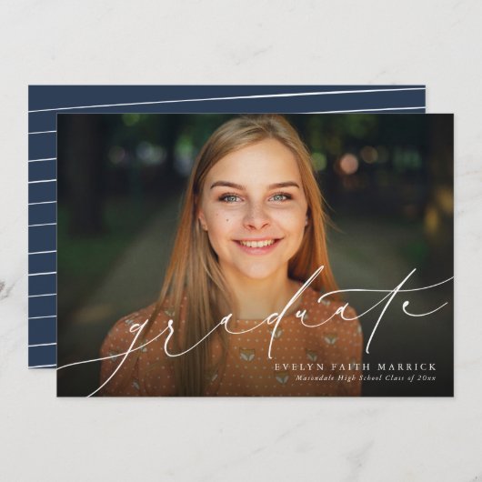 Klassieke eenvoudige aankondiging van het afstuder (Voorkant / Achterkant)