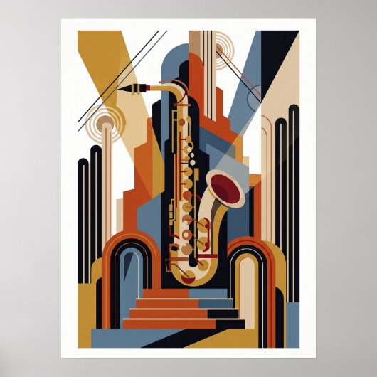 Klassieke Eenvoudige Art Deco Jazz Poster (Voorkant)