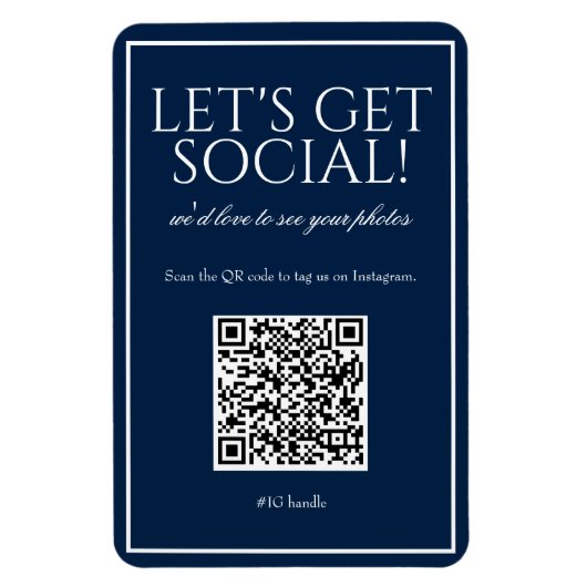 Klassieke eenvoudige blauwe QR-code Sociale media Magneet (Verticaal)
