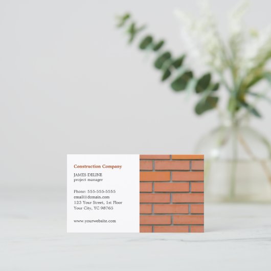 Klassieke Eenvoudige Bouwnijverheid Visitekaartje (Staand voorkant)