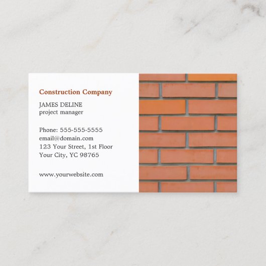 Klassieke Eenvoudige Bouwnijverheid Visitekaartje (Voorkant)