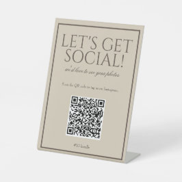 Klassieke eenvoudige bruine QR-code Sociale media Reclamebord Met Voetstuk