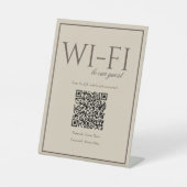 Klassieke Eenvoudige Bruine Wi-Fi QR Code Tabeltek Reclamebord Met Voetstuk (Voorkant)
