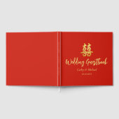 Klassieke eenvoudige Chinese bruiloft met dubbel g Gastenboek (Volledig)