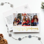 Klassieke eenvoudige drie foto Merry Christmas Gol Folie Feestdagen Briefkaart<br><div class="desc">Vier het seizoen met dit unieke, klassieke eenvoudige drie foto Merry Christmas Gold folie vakantie briefkaart met een vleugje charme. Het minimalistische ontwerp toont een elegant gouden kleurenpalet, dat de gezellige sfeer van de winter oproept. De aantrekkingskracht van de creëer, gecombineerd met de traditionele bewoordingen, zorgt voor een perfecte balans...</div>