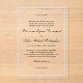 Klassieke eenvoudige elegante bruiloft acryl uitnodigingen (Voorkant)