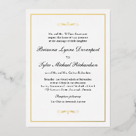 Klassieke eenvoudige elegante bruiloft folie uitnodiging