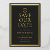 Klassieke eenvoudige elegante Gold Black met de da Folie Uitnodiging (Voorkant)