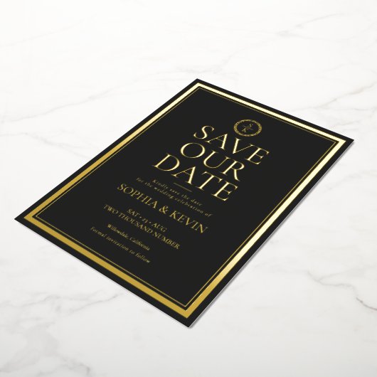 Klassieke eenvoudige elegante Gold Black met de da Folie Uitnodiging (Gedraaid)